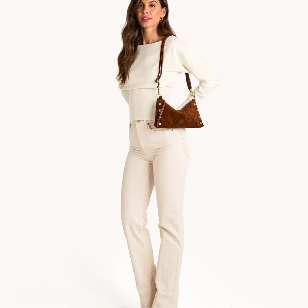 Hammitt Kyle Chocolate Diamond Suede Quilted Shoulder Bag - Picture 6 of 6